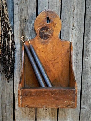 Aafa Antique Primitive Wood Wall Candle Box Rustic Farmhouse