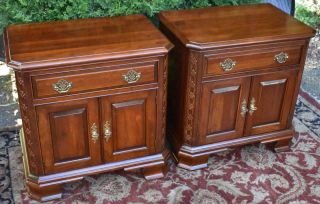 1960s Pennsylvania House Cherry Nightstands / Bedside End Tables