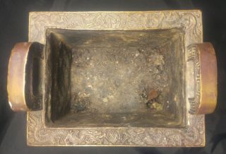 Rare Old Chinese Antique Bronze Censer Incense Burner Pot Dragons And Foo Dog 7