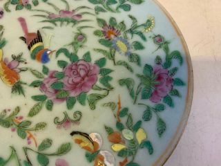 Antique Chinese Qing Dynasty Famille Rose Porcelain Plate w/ Mark on Underside 4