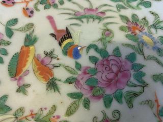 Antique Chinese Qing Dynasty Famille Rose Porcelain Plate w/ Mark on Underside 6