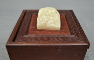 Vintage Antique Chinese Hardstone Carving Of Mouse On Coin Seal Boxed