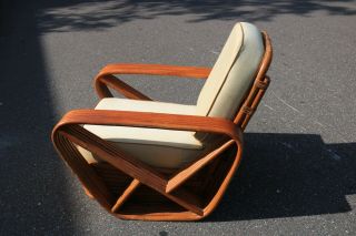 Mid Century Paul Frankl Style 6 Band Rattan Arm Chair 2