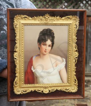 Antique KPM Wagner Porcelain Berlin plaque frame Recamier Napoleon admiration 5