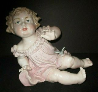 Vintage Conta Boehme Piano Baby Large Bisque Porcelain Girl Butterfly Glossy 3