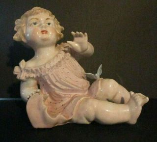 Vintage Conta Boehme Piano Baby Large Bisque Porcelain Girl Butterfly Glossy 4