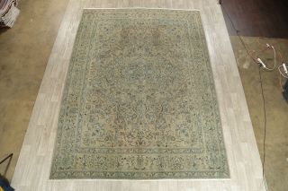 Distressed Traditional Oriental Wool Area Rug Hand - Knotted Muted Carpet 10 x 13 2