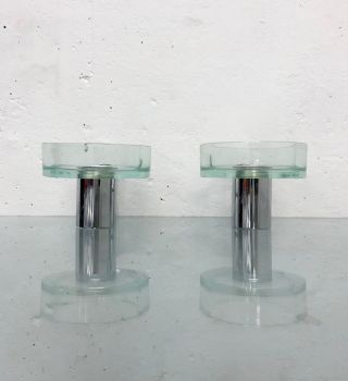 1of2 Italian Modernist 60s Seguso Murano Glass Wall Lamps Appliques Flavio Poli
