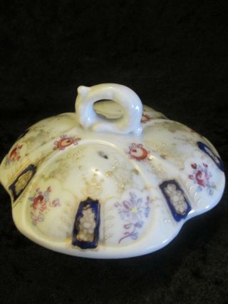 Antique Porcelain English Biscuit Jar Hand Painted Loads of Gold Trim Paint 5