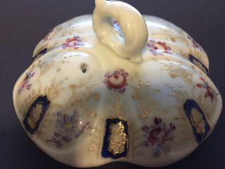 Antique Porcelain English Biscuit Jar Hand Painted Loads of Gold Trim Paint 7