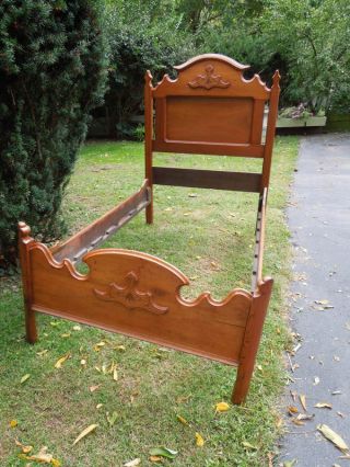 Victorian,  Carved Walnut,  1875,  Single Bed,  Hand Made