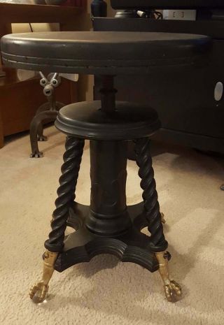 Antique Tonk Piano Stool York Chicago Claw Glass Ball Feet 15 