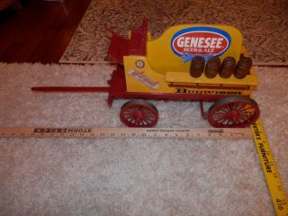 Budweiser Genesee Wagon Wooden Antique Vintage Toy With Wood Wheels