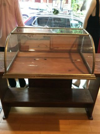 Antique Curved Glass General Store Display Case 33” Wide 3