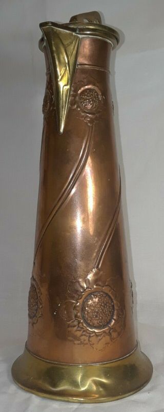 Arts and Crafts Art Nouveau Copper Brass Flaggon Pitcher WMF Style 3