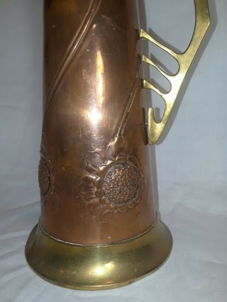 Arts and Crafts Art Nouveau Copper Brass Flaggon Pitcher WMF Style 4