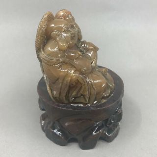 Chinese Shoushan Stone Statue - Laughing Buddha & Kid 4