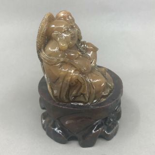 Chinese Shoushan Stone Statue - Laughing Buddha & Kid 5