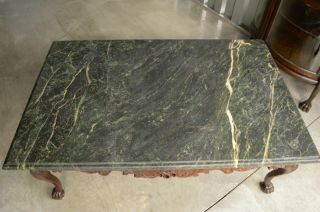 Indonesian Green Marble Top Coffee Table with Ball and Claw Feet 3