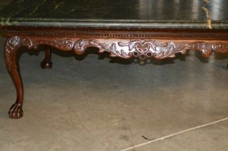 Indonesian Green Marble Top Coffee Table with Ball and Claw Feet 5