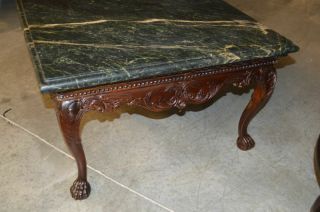 Indonesian Green Marble Top Coffee Table with Ball and Claw Feet 6