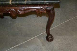 Indonesian Green Marble Top Coffee Table with Ball and Claw Feet 7