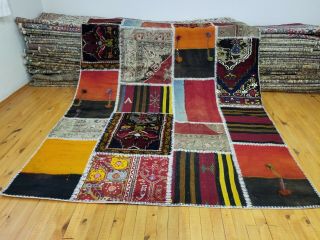 Vintage 1980 - 1990 ' s Tribal Patchwork Rug from Cappadocia 5 ' 6  x 7 ' 5 5