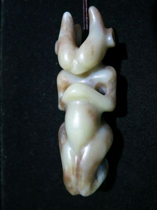 Green Jade Figure With Brown Inclusions 11.  5 X 3.  5 X 4 Cm - Special Promotion
