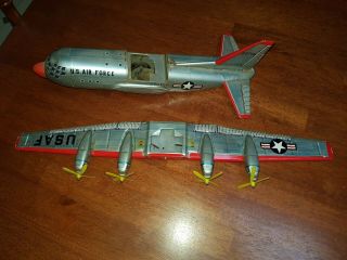 Vintage Tin United States Air Force USAF Friction Bomber Plane Modern Toys Japan 10