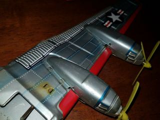 Vintage Tin United States Air Force USAF Friction Bomber Plane Modern Toys Japan 11