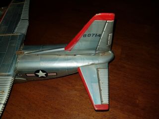 Vintage Tin United States Air Force USAF Friction Bomber Plane Modern Toys Japan 12