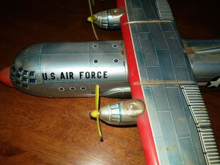 Vintage Tin United States Air Force USAF Friction Bomber Plane Modern Toys Japan 2