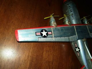 Vintage Tin United States Air Force USAF Friction Bomber Plane Modern Toys Japan 3