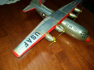 Vintage Tin United States Air Force USAF Friction Bomber Plane Modern Toys Japan 4