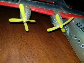 Vintage Tin United States Air Force USAF Friction Bomber Plane Modern Toys Japan 6