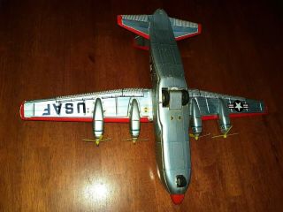 Vintage Tin United States Air Force USAF Friction Bomber Plane Modern Toys Japan 8