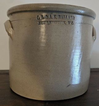 O.  L.  & A.  K.  Ballard 1 Gallon Burlington,  VT Vintage Crock Stoneware 2
