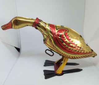 1924 Louis Marx Pecking Golden Goose Tin Litho Wind Up Toy,  Exc 2