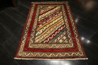 2x3 Tribal Geometric Natural Vegetable Dye Hand - knotted Wool Rug 585368 4