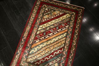 2x3 Tribal Geometric Natural Vegetable Dye Hand - knotted Wool Rug 585368 5
