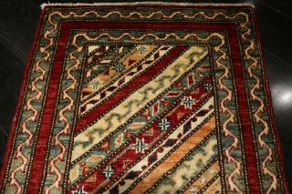 2x3 Tribal Geometric Natural Vegetable Dye Hand - knotted Wool Rug 585368 6