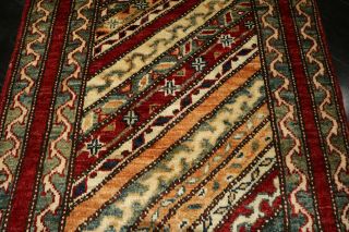 2x3 Tribal Geometric Natural Vegetable Dye Hand - knotted Wool Rug 585368 8