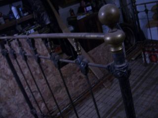 Vintage antique wrought iron bed some brass. 3