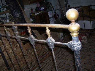 Vintage antique wrought iron bed some brass. 6