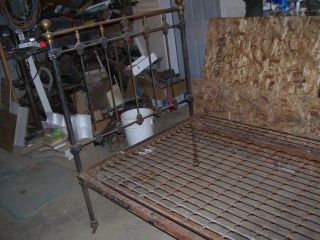 Vintage antique wrought iron bed some brass. 9