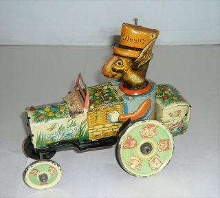 Antique 1935 Marx Uncle Wiggily Crazy Car Windup Tin Toy