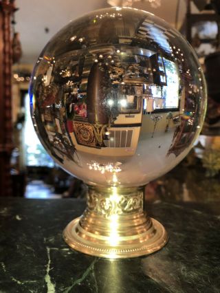 Antique Bronze Gazing Crystal Ball Oracle Ormolu Paranormal Gypsy