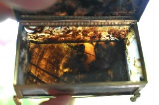 Antique German 19th Century Beveled Moss Agate Stone Snuff Gold Dore Case Box 4