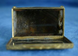 Antique German 19th Century Beveled Moss Agate Stone Snuff Gold Dore Case Box 6