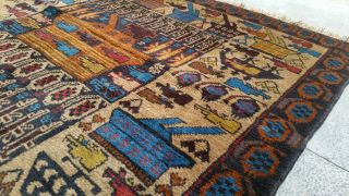 TRADITIONAL AFGHAN SHINDAND BALUCH WAR RUG TRIBAL ART 7 ' x 3 ' 10 ft war art 3